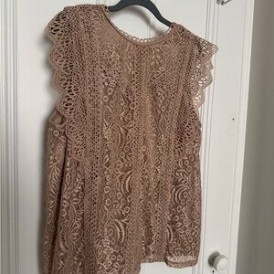 Cable & Gauge Lace Blouse - tan/beige